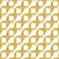 Modern seamless pattern with brush shiny cross plaid. Gold metallic color on white background. Golden glitter texture