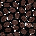 Modern seamless pattern with coffee beans on subtle grey background