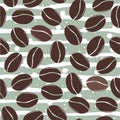 Modern seamless pattern with coffee beans on subtle grey background