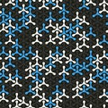 Modern seamless pattern of colored triplex geometric shape on dark