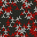 Modern seamless pattern of colored triplex geometric shape on dark