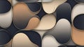 Smooth rounded abstract shapes in beige brown and dark gray with subtle gold outlines creating a modern geometric seamless pattern Royalty Free Stock Photo