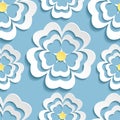 Modern seamless pattern with 3d sakura flower