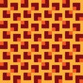 Modern seamless pattern of different square shapes in orange and golden colors on dark brown background