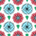 Modern seamless pattern with leaves, flowers and floral elements. Good for printing. Vector wallpaper Royalty Free Stock Photo