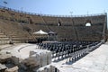 Modern seats of the ancient theater in Caesarea, Israel Royalty Free Stock Photo