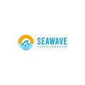 Modern SEAWAVE waves sunset shadow logo design