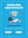 Modern second place bowling certificate diploma with a silver winning cup and place for your content