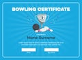 Modern second place bowling certificate diploma with a silver winning cup and place for your content