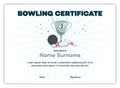 Modern second place bowling certificate diploma with a silver winning cup and place for your content