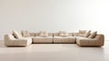 Modern Sectional Sofa With Beige Pillows - Conceptual Minimalism Design