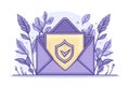 Modern secure email icon integrated with shield motif and foliage symbolizing a blend of nature inspired design with advanced p