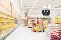 Modern security camera on monitoring the supermarket with blurred blackground