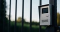 Modern Security Intercom on Metal Gate Royalty Free Stock Photo