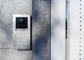 Modern security keypad on outdoor wall Royalty Free Stock Photo
