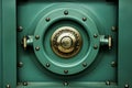 Modern security safe box door front view of bank vault door for background or wallpaper