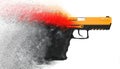 Modern semi auto handgun dissolving into particles Royalty Free Stock Photo