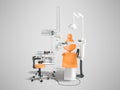 Modern semi automatic dental chair orange white with light equip