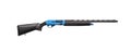 Modern semi-automatic shotgun. Weapons for sports and hunting. Black blue weapon isolate on white back