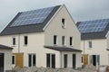 Modern semi-detached houses with solar panels under construction Sun City Royalty Free Stock Photo