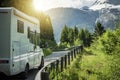 Modern Semi Integral Camper Van on the Scenic Norwegian Route