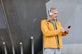 Modern Senior Man Wearing Headphones Royalty Free Stock Photo