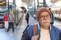 Modern Senior using public transportation