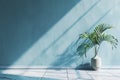 Modern Serenity: Interior Room Background with Wall and Elegant Palm Leaf Vase