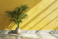 Modern Serenity: Interior Room Background with Wall and Elegant Palm Leaf Vase