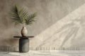 Modern Serenity: Interior Room Background with Wall and Elegant Palm Leaf Vase
