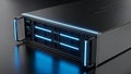 Modern Server Rack with Blue LED Lights, Data Center Equipment, Technology Concept Royalty Free Stock Photo