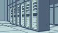 Modern server rack data center, advanced computing network, digital IT infrastructure, vector design Generative AI Royalty Free Stock Photo