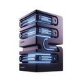 Modern server rack with illuminated storage units and network connections Royalty Free Stock Photo