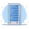 Modern Server Rack Illustration with Cartoon Style Elements and Decorative Details Royalty Free Stock Photo