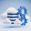 Cloud computing server with gears and clouds Royalty Free Stock Photo