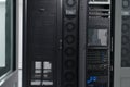 Modern server racks inside a secure data center room showing network equipment and storage infrastructure Royalty Free Stock Photo