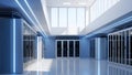 Modern Server Room with Blue LED Lights, Data Center Interior, Technology Infrastructure Royalty Free Stock Photo