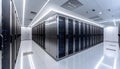 Modern server room with rows of computer servers Royalty Free Stock Photo