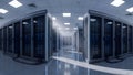 Modern Server Room with Rows of Racks, Data Center, Technology Infrastructure Royalty Free Stock Photo