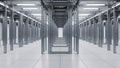 Modern Server Room with Rows of Racks and Futuristic Lighting Royalty Free Stock Photo