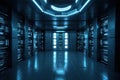 Modern servers data center room, Cloud, internet or cyberspace technology concept. Ai generative Royalty Free Stock Photo