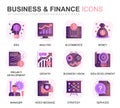 Modern Set Business and Finance Gradient Flat Icons for Website and Mobile Apps. Contains such Icons as Analysis, Money