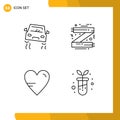 Modern Set of 4 Filledline Flat Colors Pictograph of accident, heart, skidding, clothes, study