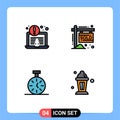 Modern Set of 4 Filledline Flat Colors Pictograph of antivirus, timer, house, income, abrahamic