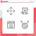 Pictogram Set of 4 Simple Filledline Flat Colors of arrow, layout, disk, login, lock Royalty Free Stock Photo