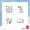 Modern Set of 4 Filledline Flat Colors Pictograph of big data development, speaker, happy, summer, gauge