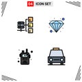 Modern Set of 4 Filledline Flat Colors Pictograph of network, walkie talkie, social, value, car Royalty Free Stock Photo