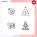 Modern Set of 4 Filledline Flat Colors and symbols such as astronomy, medical, learning, pyramid, hospital