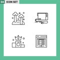 Modern Set of 4 Filledline Flat Colors and symbols such as food, business, nature, external, money