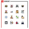 Modern Set of 16 Flat Color Filled Lines Pictograph of easter, cack, award, squard, user Royalty Free Stock Photo
